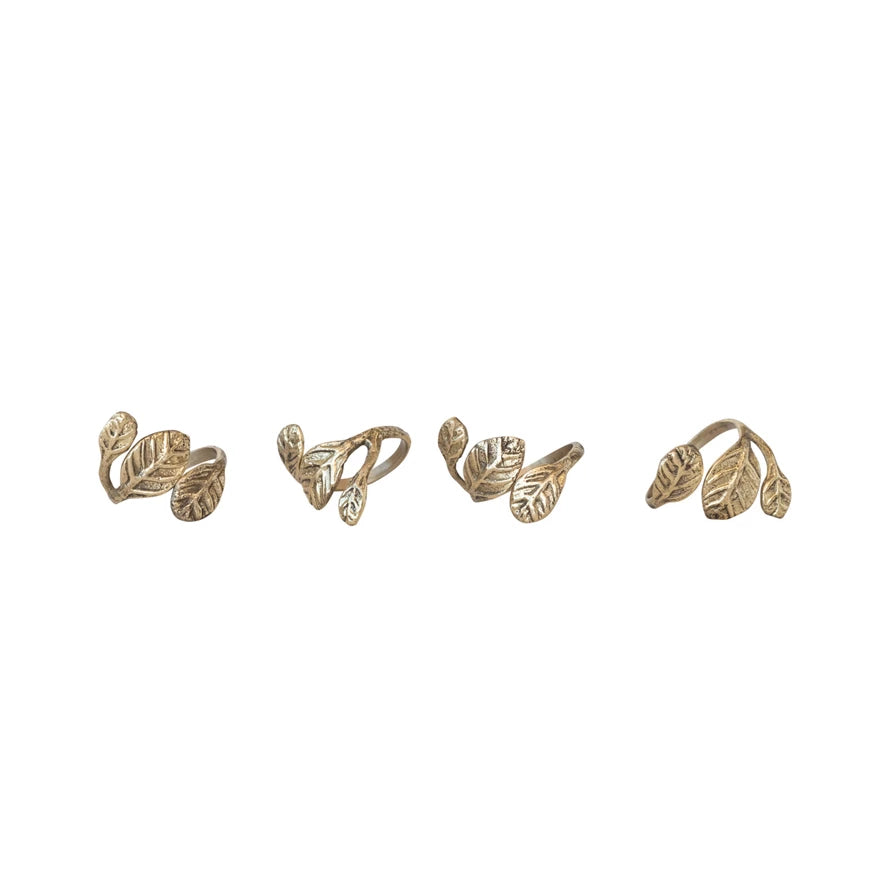 Brass Leaf-Shaped Napkin Rings