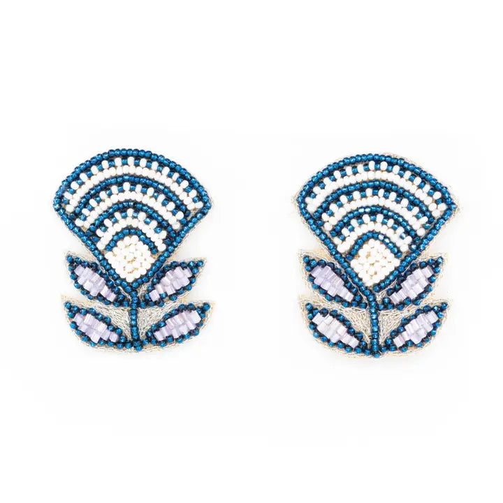 Block Print Flower Earrings