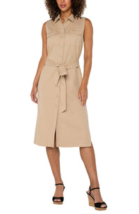Sleeveless Shirt Dress Cappuccino