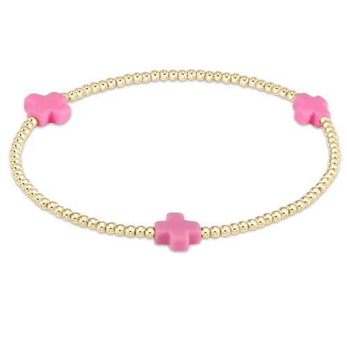 egirl Signature Cross Gold 3mm  Bright Pink Bracelet