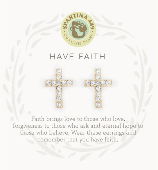 Sea La VieHave Faith Cross Earrings Gold