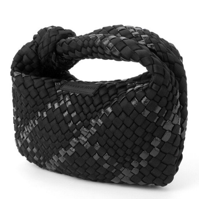 Black Metallic Woven Knot Bag