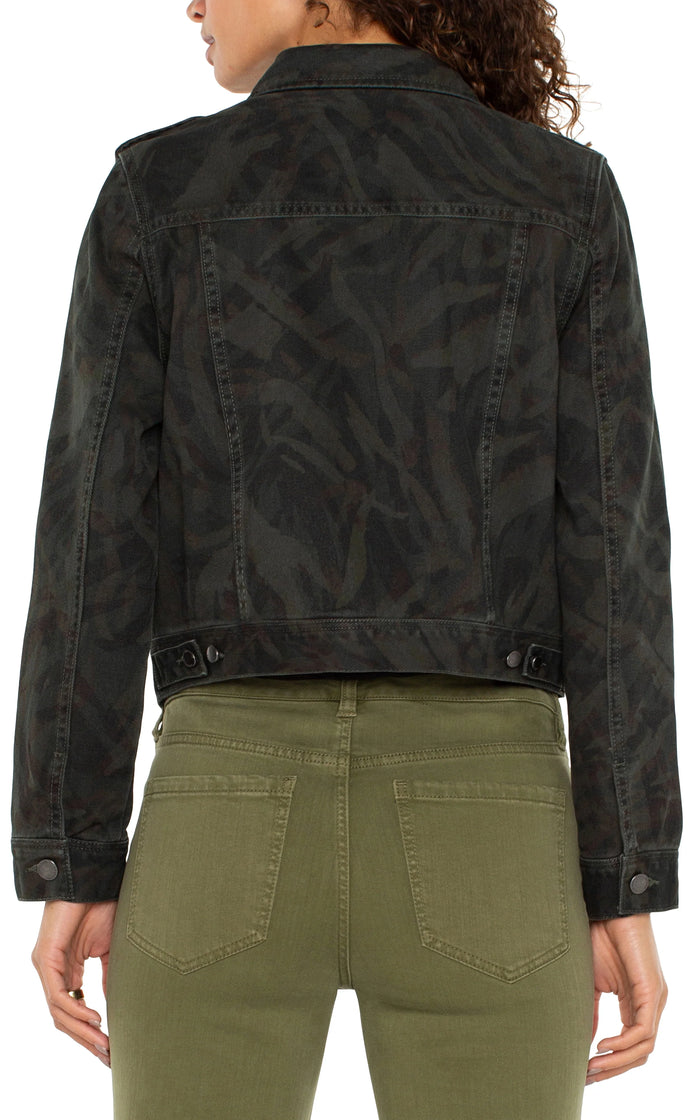 Military Crop Jacket Abstract Camo