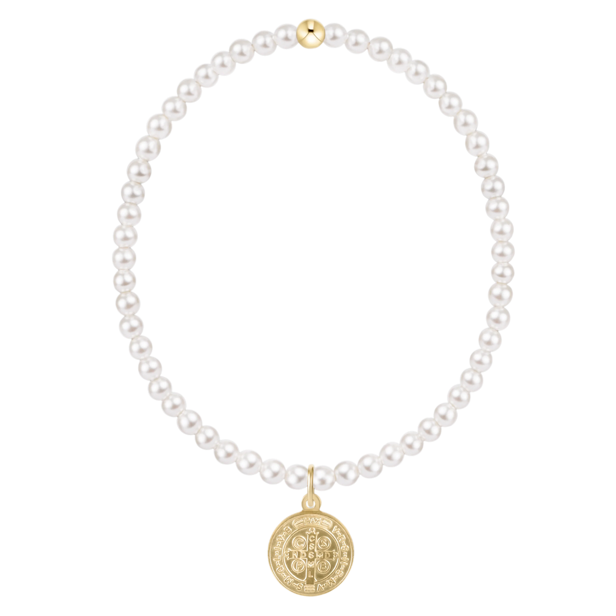 Classic Pearl 3mm Bracelet Blessing Gold Disc