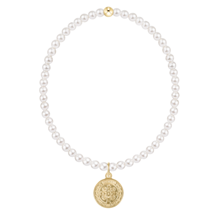 Classic Pearl 3mm Bracelet Blessing Gold Disc