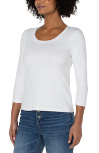 3/4 Sleeve Scoop Neck Knit Tee