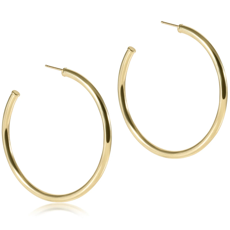 Round Gold 2" Post Hoop - 3mm Smooth