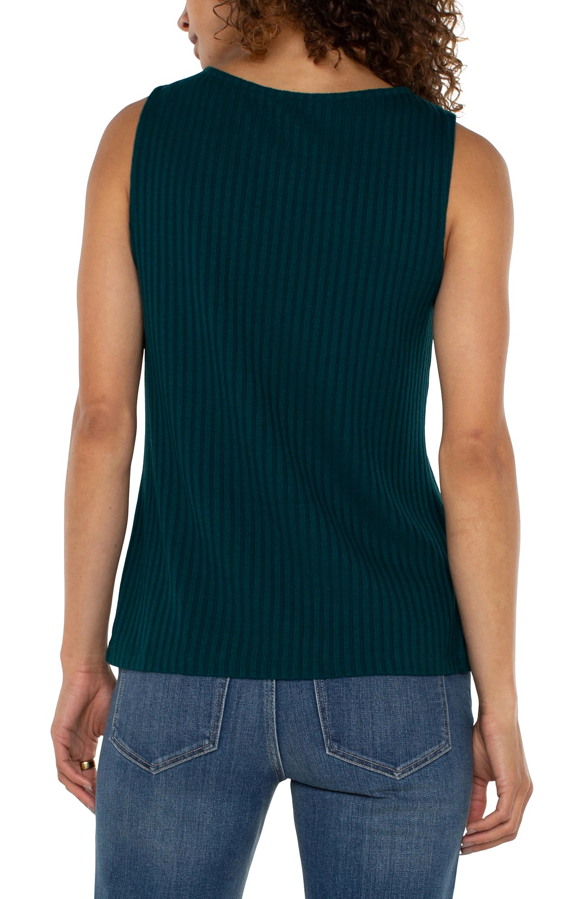 Sleeveless Boat Neck Rib Top