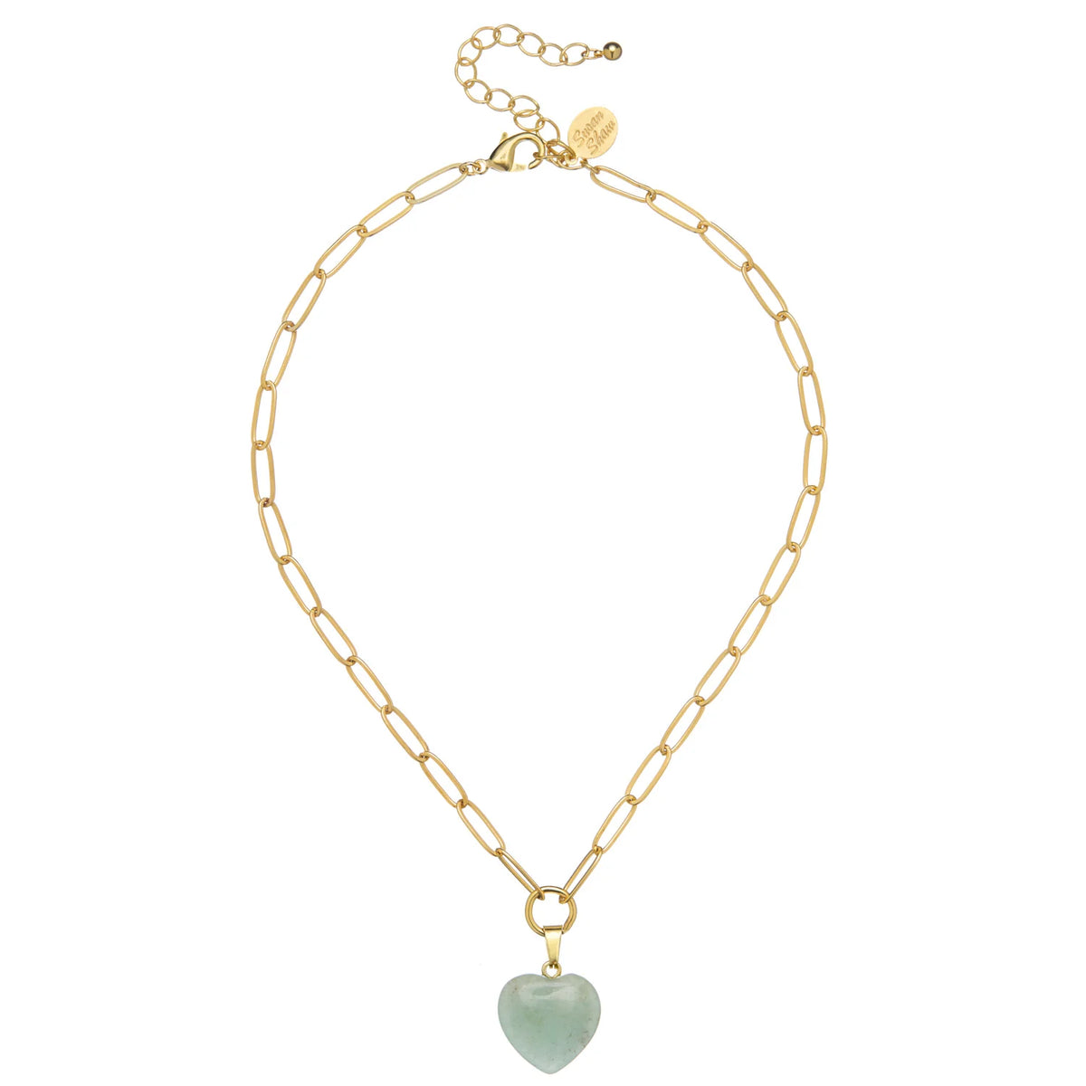 Audrey Jade Heart Paperclip Necklace