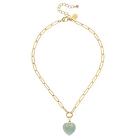 Audrey Jade Heart Paperclip Necklace