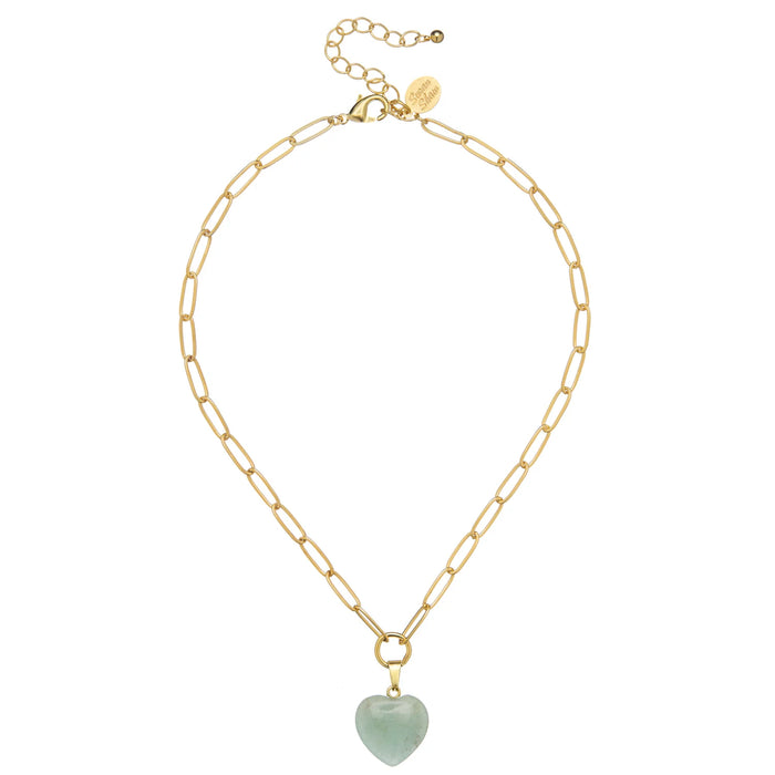 Audrey Jade Heart Paperclip Necklace