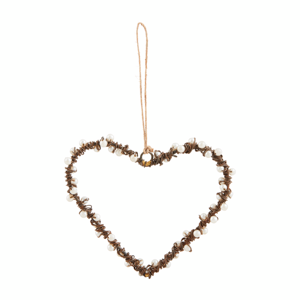 Heart Pearl & Wire Ornament