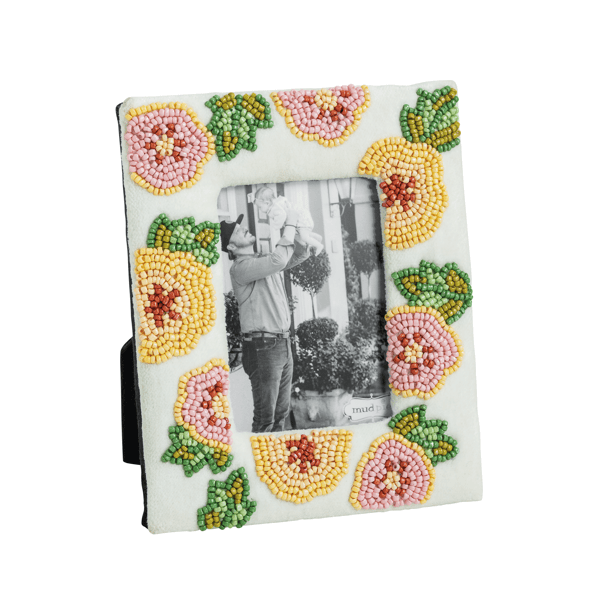 White Floral Beaded Frame
