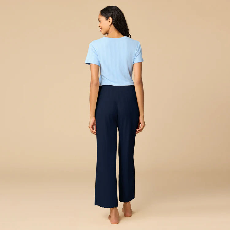 Pointelle Cropped Pant with Lettuce Edge