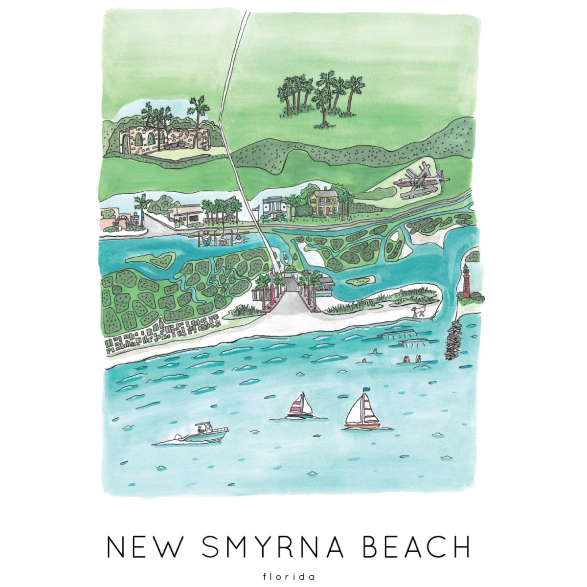New Smryna Beach Arial Print