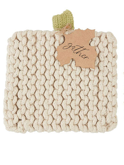 Pumpkin Knit Trivet Cream