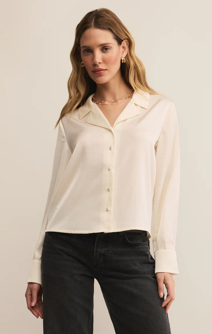 Ana Satin Button Up Top