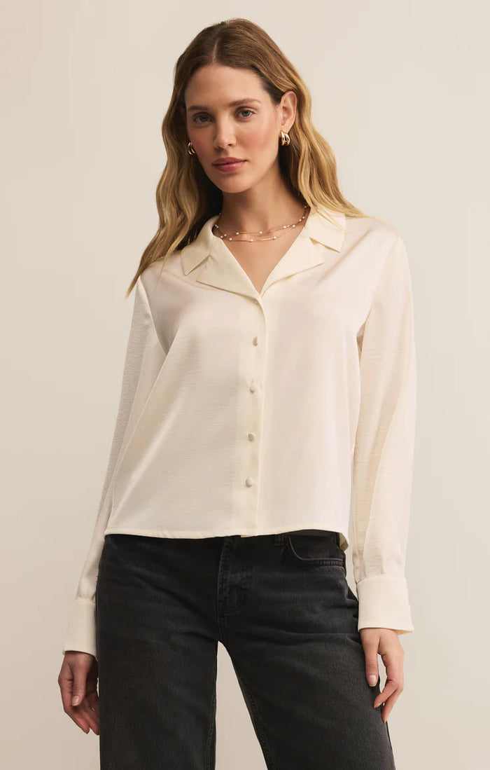 Ana Satin Button Up Top
