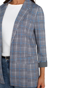 Boyfriend Blazer Blue Topaz Plaid