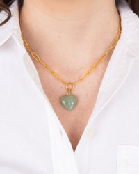 Audrey Jade Heart Paperclip Necklace