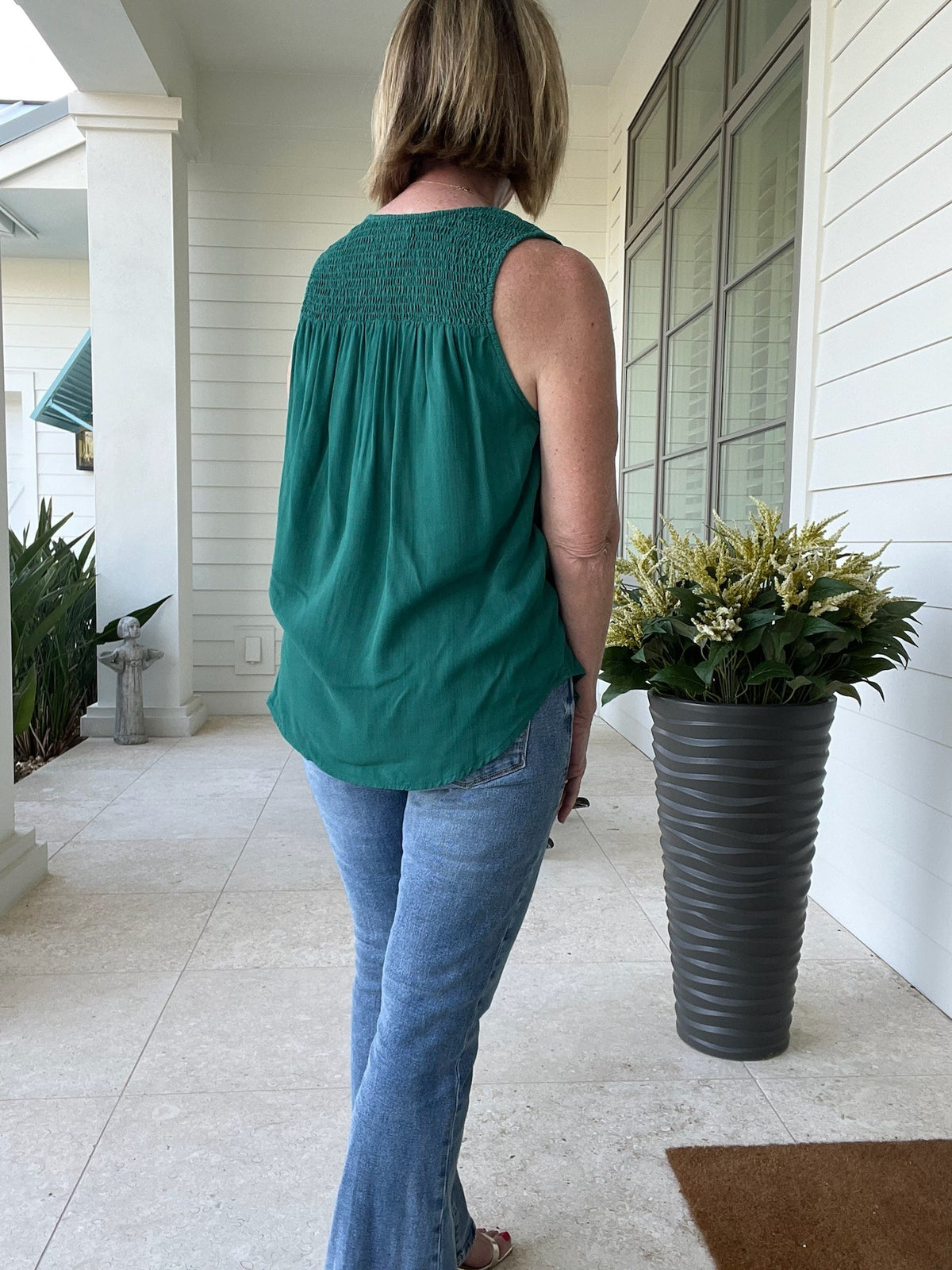 Paige Ruched Tank Galapagos Green