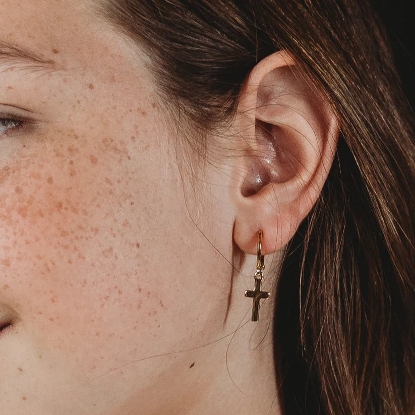 Grace Small Cross Huggie Earring