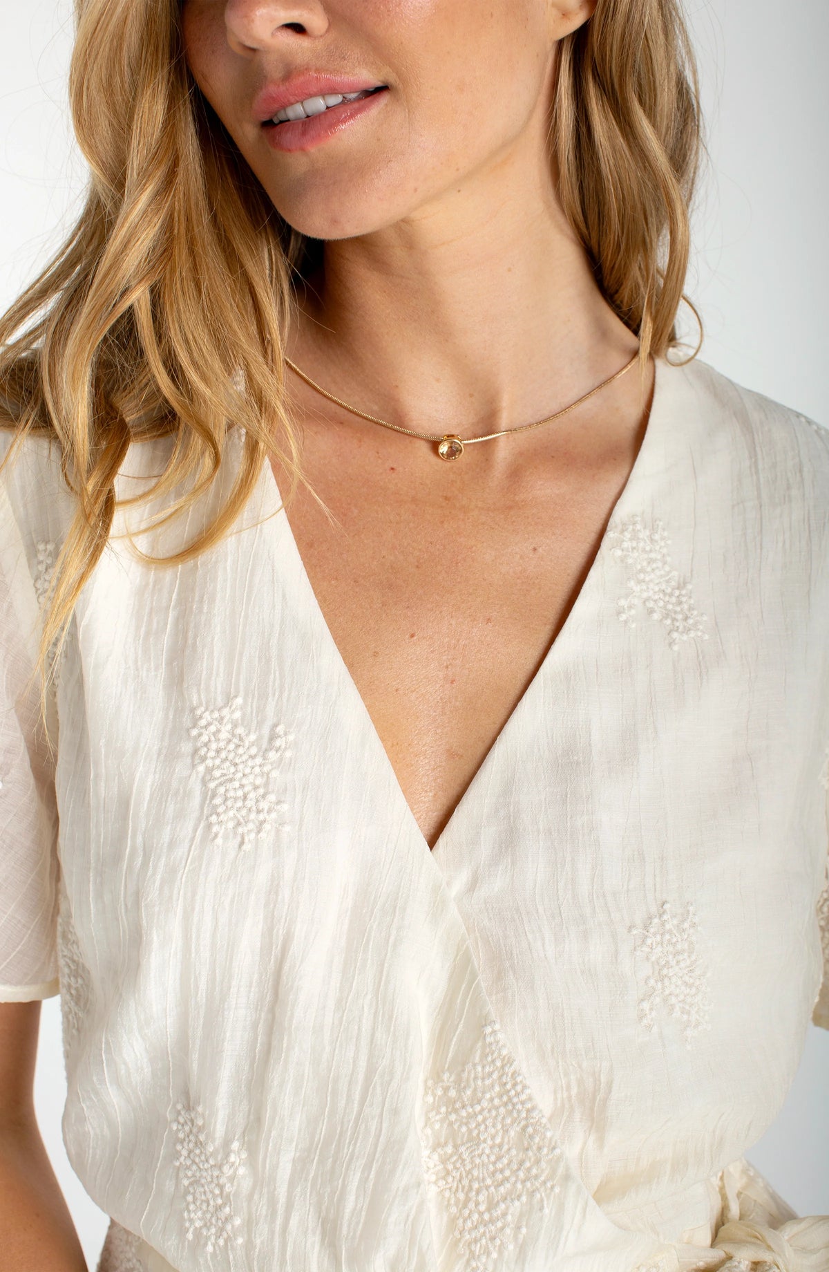 Wrap Front Woven Top W/ Tie