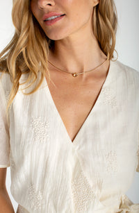 Wrap Front Woven Top W/ Tie