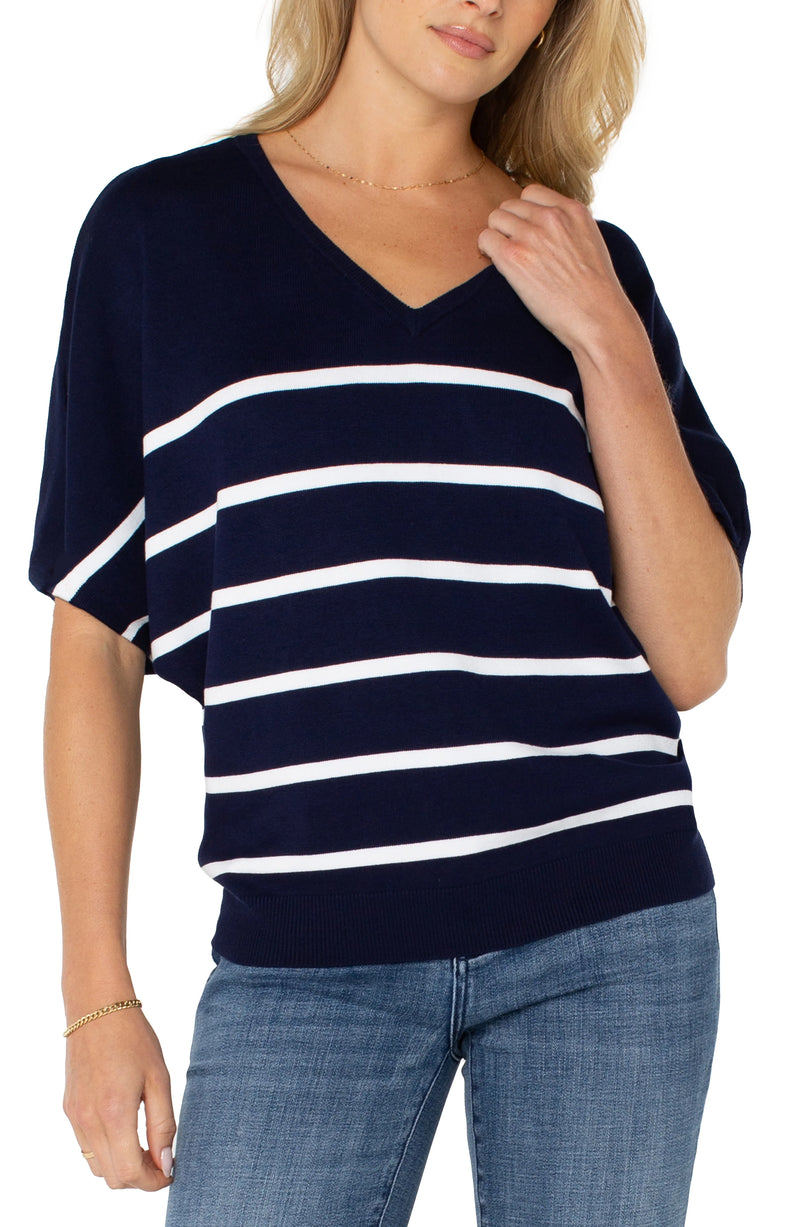 Short Sleeve Dolman V-neck Top