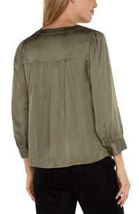 Long Sleeve Pleated Blouse