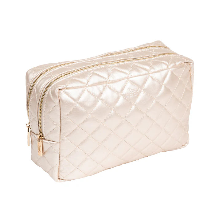 2-Way Toiletry Bag Champagne Quilted