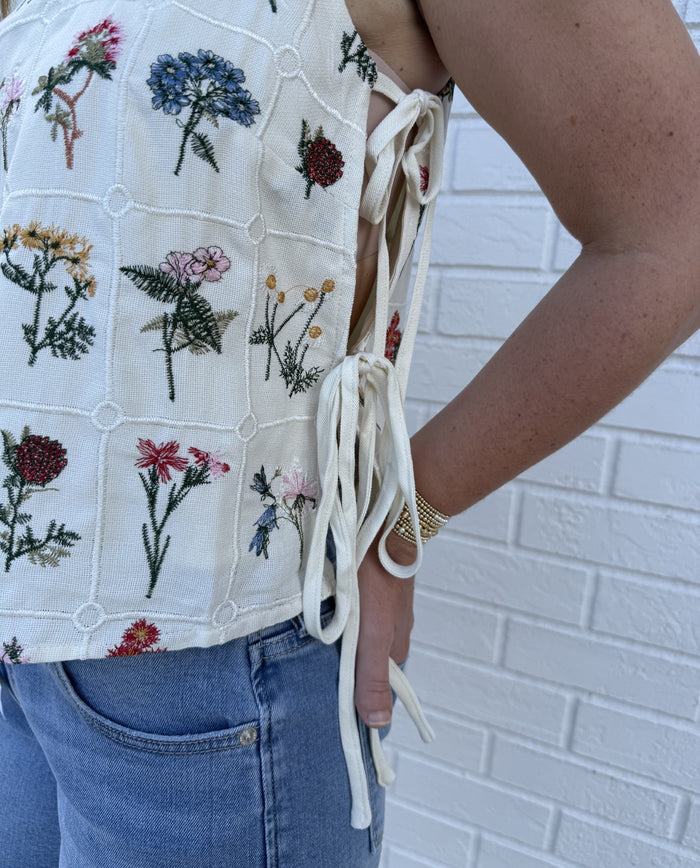 Botanical Side Tie Top