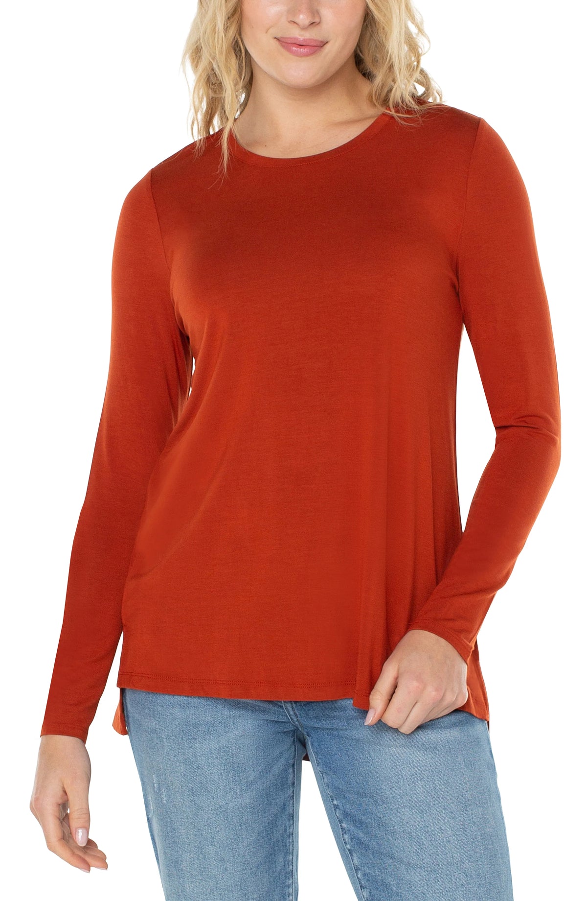 Long Sleeve Scoop Neck Tee Terracotta