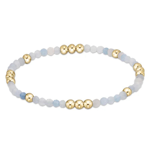 Worthy Pattern 3mm Bead Bracelet Aquamarine