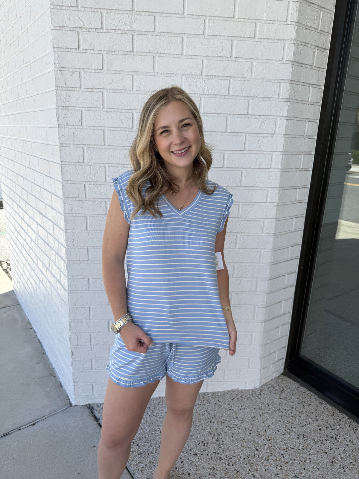 Dream Stripe Ruffle Top