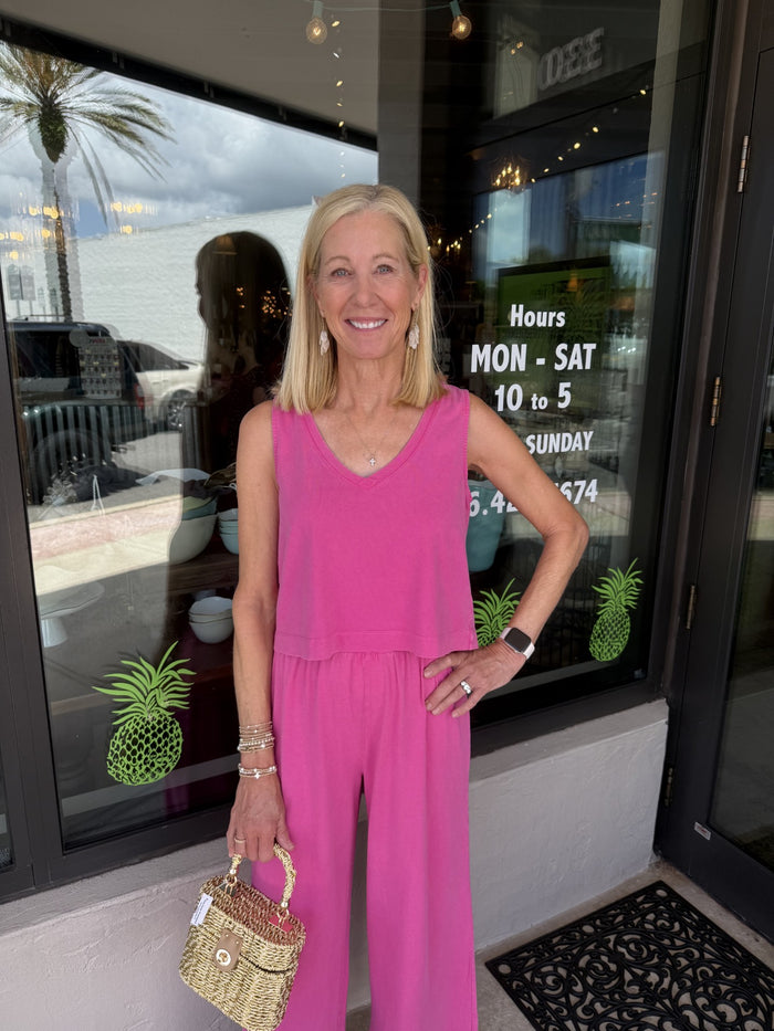 Sloane Vneck Top Island Pink