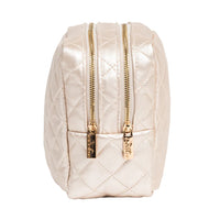 2-Way Toiletry Bag Champagne Quilted