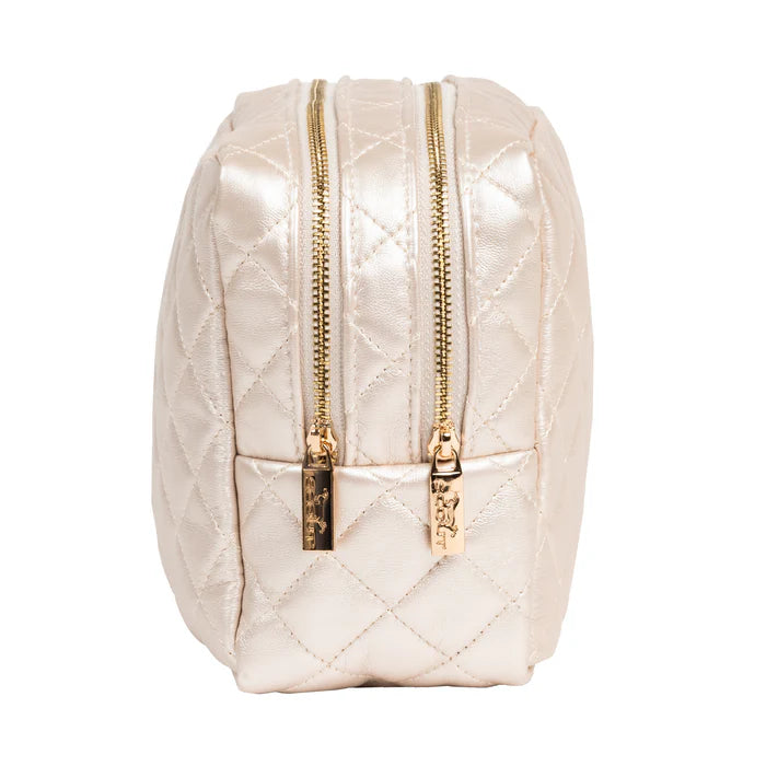 2-Way Toiletry Bag Champagne Quilted