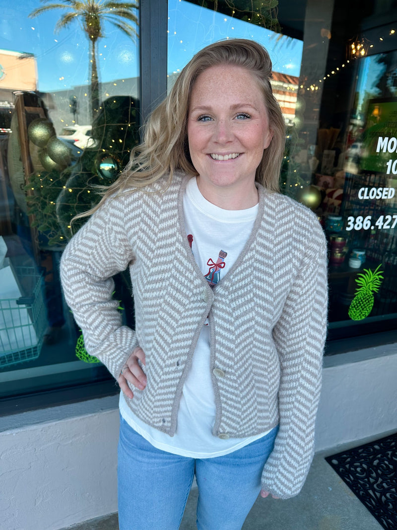 Naomi Herringbone Cardigan