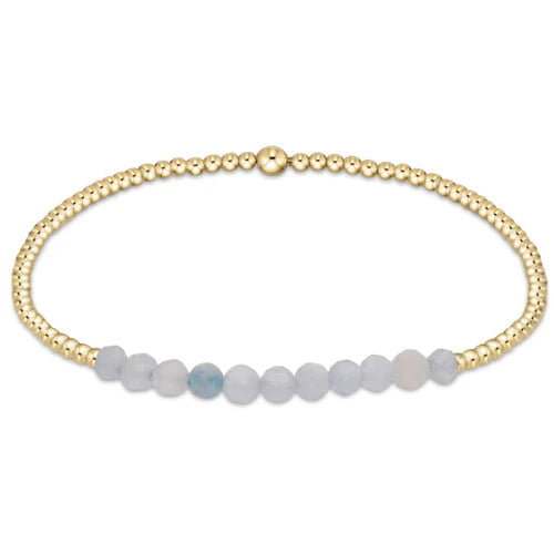 Gold Bliss 2mm Bead Bracelet - Aquarmarine