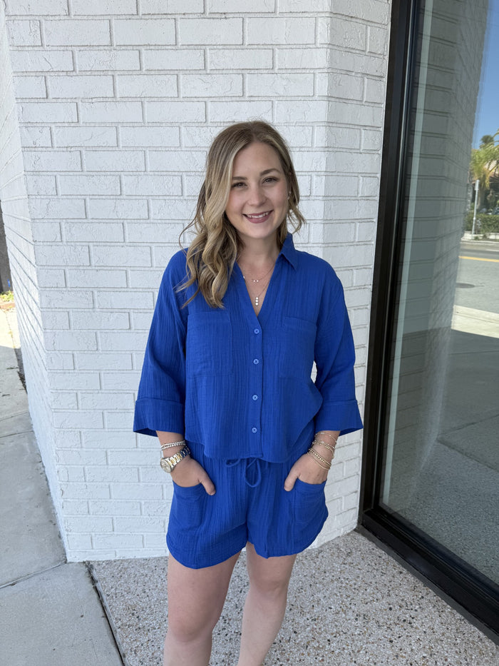 Helena Airy Gauze Button Up