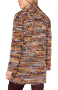 Open Front Coatigan Sweater Multi Feather Knit