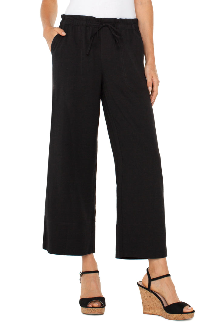 Pull On Wide Leg Tie Waist Pant