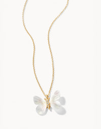 Monarch Carved Necklace Gold/Mother of Pearl