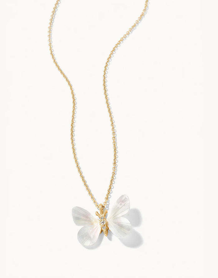 Monarch Carved Necklace Gold/Mother of Pearl