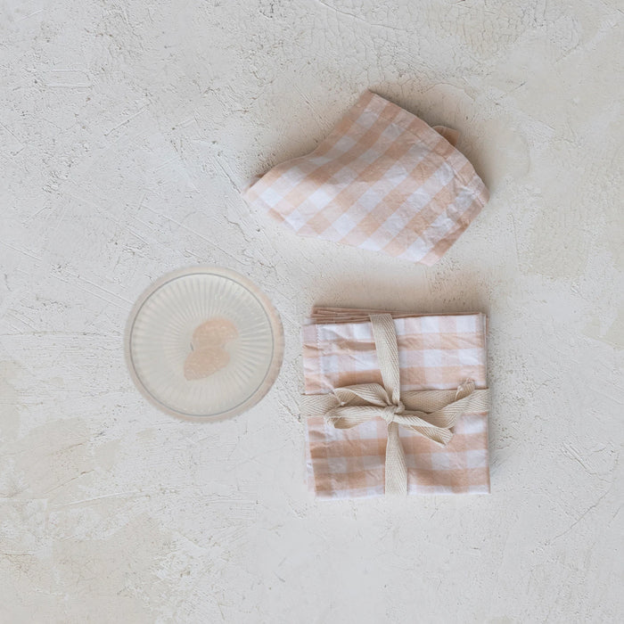 Gingham Cotton Cocktail Napkins