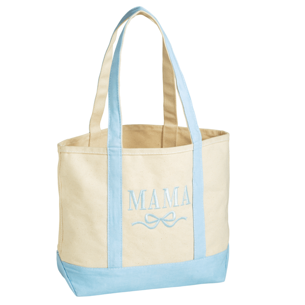Blue Mama Embroidered Canvas Tote