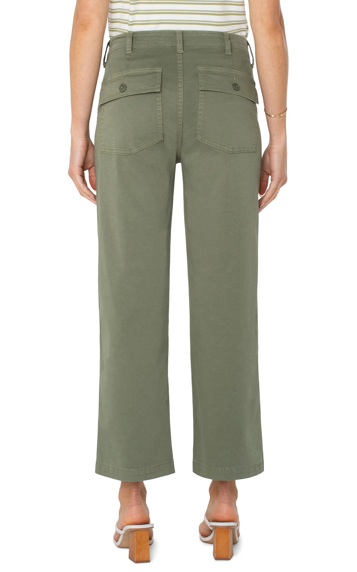 Cargo Wide Leg Crop Martini Olive