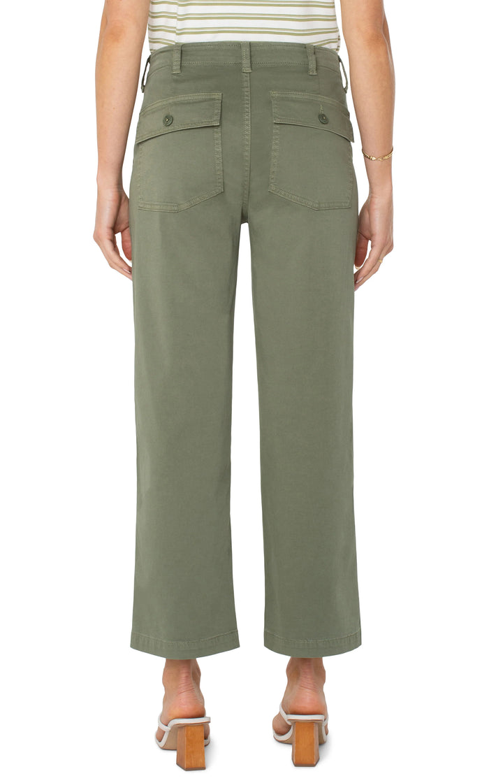 Cargo Wide Leg Crop Martini Olive