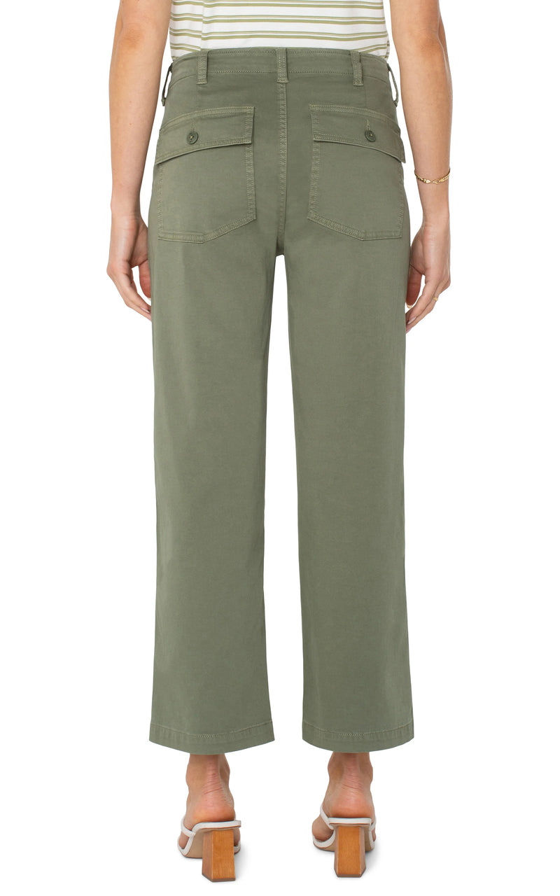 Cargo Wide Leg Crop Martini Olive